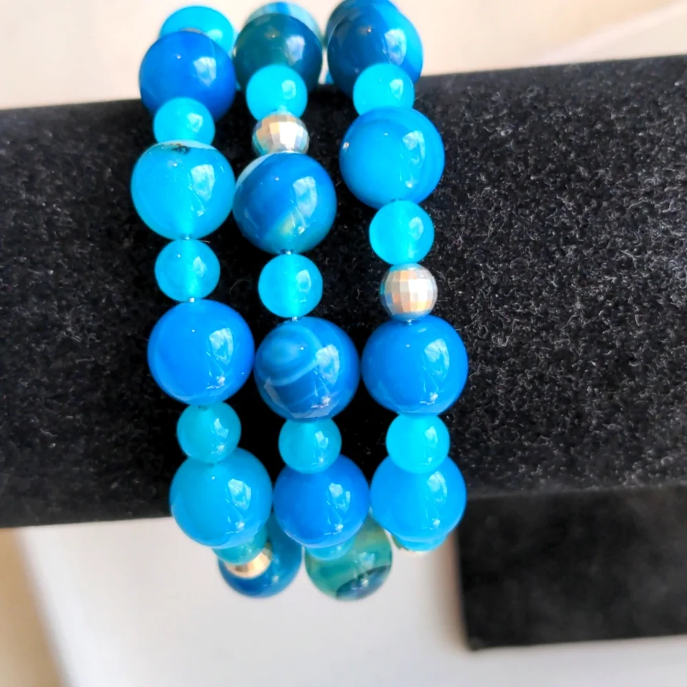 Sterling silver & Agate wrap cuff bracelet. New Handcrafted.One size fits all.